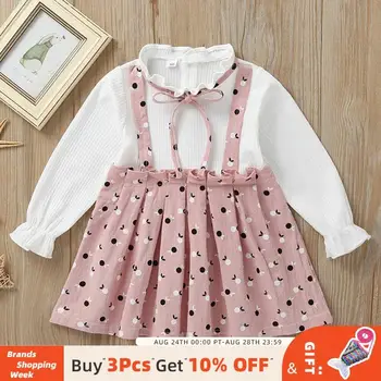 

Bear Leader Baby Girls Dress New Autumn Girls Spring Sweet Dresses Polka Dot Fashion Outfits Bowtie Lovely Costumes Cool Suits