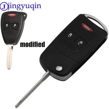 

jingyuqin 10ps 3 Button Flip Folding Key Shell for CHRYSLER DODGE for JEEP Durango 2+1 Button Remote Case Blank Fob