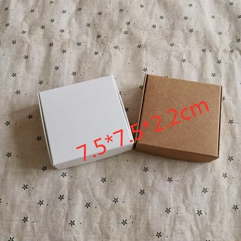 

50Pcs 7.5*7.5*2.2cm kraft paper craft boxes small soap cardboard paper packing boxes paper candy gift soap package