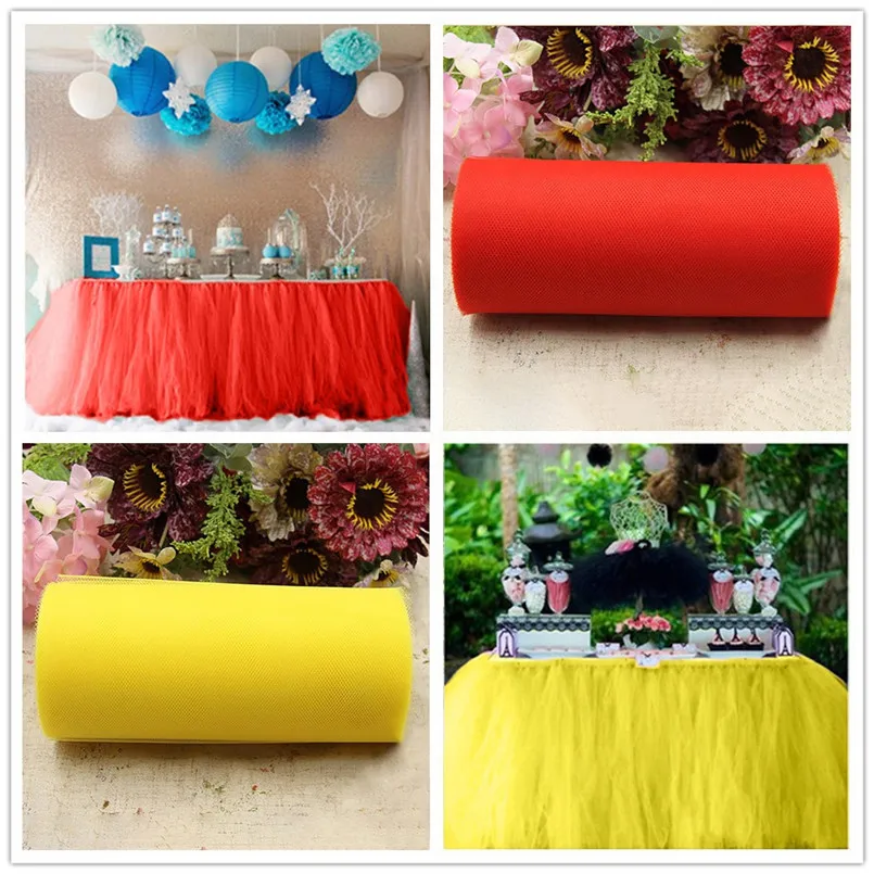 Arranged tablecloth tulle dress up wedding car tulle new multi-color table skirt tutu tulle tablecloth wedding dressing 30S16 (12)