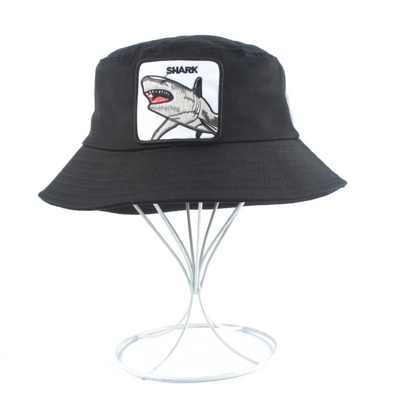

New Fashion Panama Bucket Hats Men Women Summer Fishing Hat Shark Embroidery Animal Hip Hop Cap Bob Hat Fishman Caps