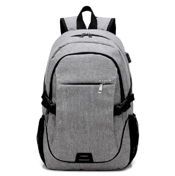 

Big Capacity Men Backpack Laptop 15.6 Oxford Gray Solid High School Bags Teen College Student Back Pack Multifunctional Bagpack