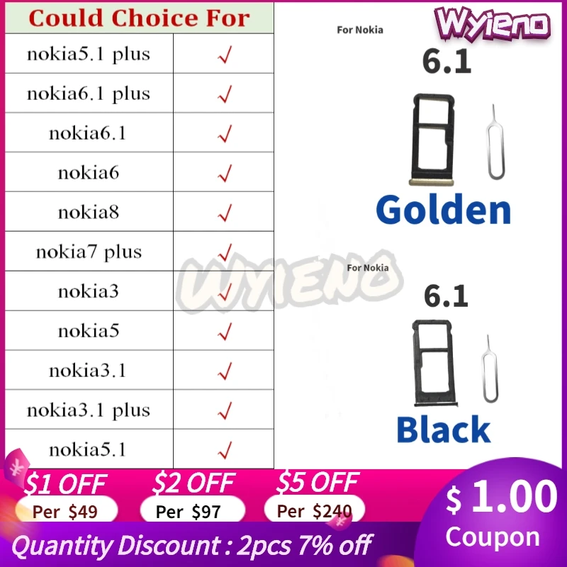 MMOBIEL Dual Sim Card Tray Compatible with Nokia 6 2017 5.5 inch Matte Black incl Sim pin