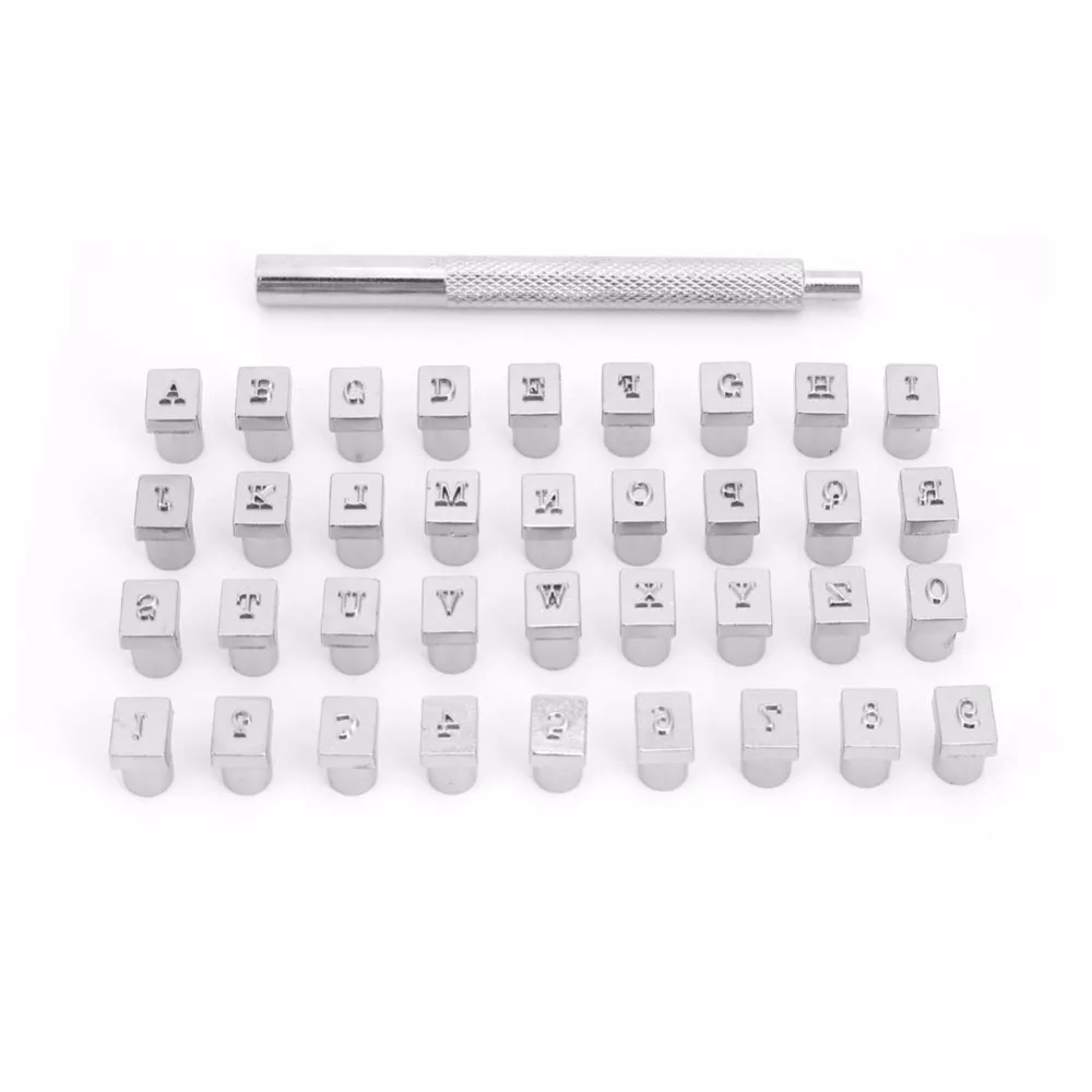 26 Letters A-Z Alphabet 10 Numbers Stamps Steel Punch Tool Letter Punch Tool for DIY Leather Craft Youehsent 36 Pcs Leather Alphabet Stamp Set 1 Stamping Handle 6.5 mm 