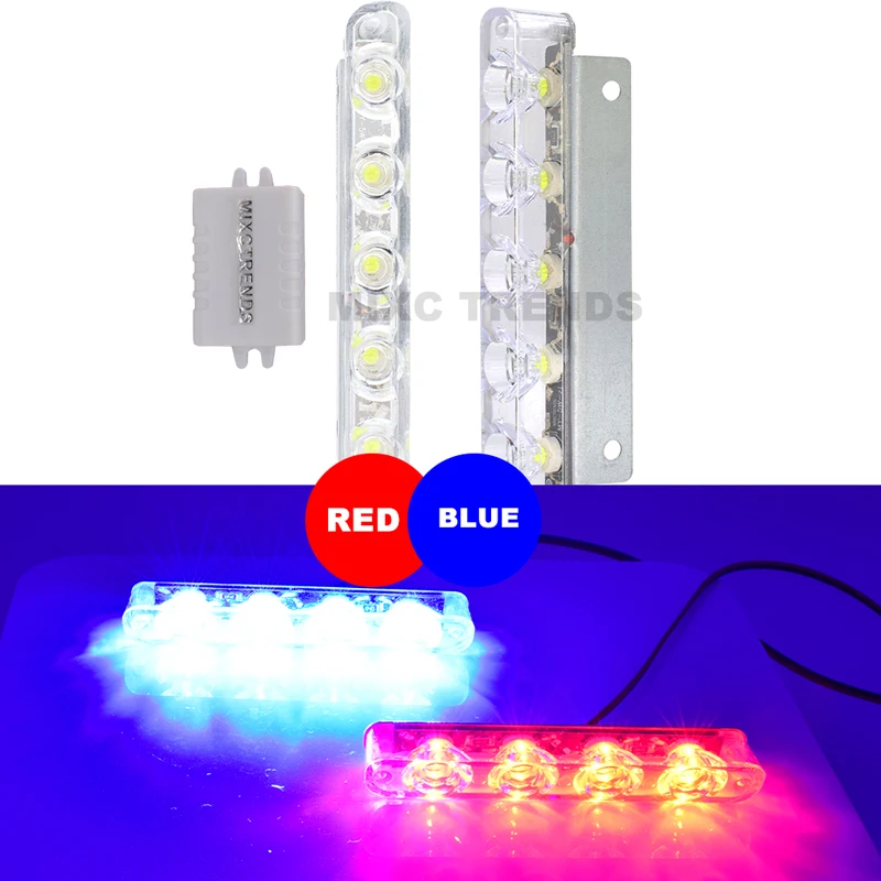 2 шт. 5 светодиодный полицейский стробоскоп 12 в автомобильный Грузовик Предупреждение ющий свет мотоцикл задний тормоз стробоскоп аварийный мерцающий дневной свет - Цвет: Red and Blue