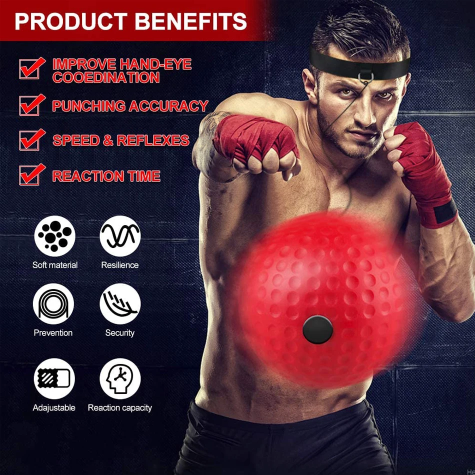 Worthdefence Kick Boxing Reflex Ball Head Band Fighting Speed Training Punch Balls Muay Tai MMA Exercise Equipment Accessories