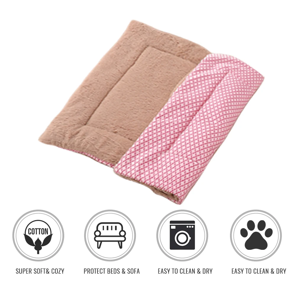 Мягкая кровать для питомца, коврик для собаки, зимний теплый коврик для собаки, кошки, толстый диван-коврик для питомца, Двусторонняя Подушка для щенка, котенка, кровать для питомца S/M/L - Цвет: Pink