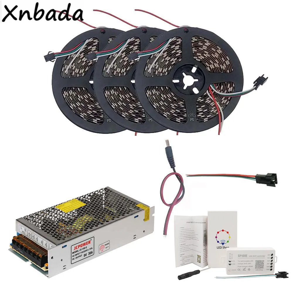 5 м 10 15 20 WS2812B WS2812 30 светодиодов/м 60 RGB Светодиодная лента SP108E WIFI светодиодный