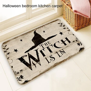 

Bathroom Mat The Witch Is In Pattern Rubber Mat Halloween Carpet for Bedroom Kitchen Door Felt Rug Party Decor 15.7*23.6in