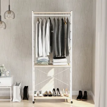 

X-shaped Height Adjustable Multifunctional Coat Rack Kitchen Home Garage Furniture Removable Wheel Easy To Assemble Storage Rack