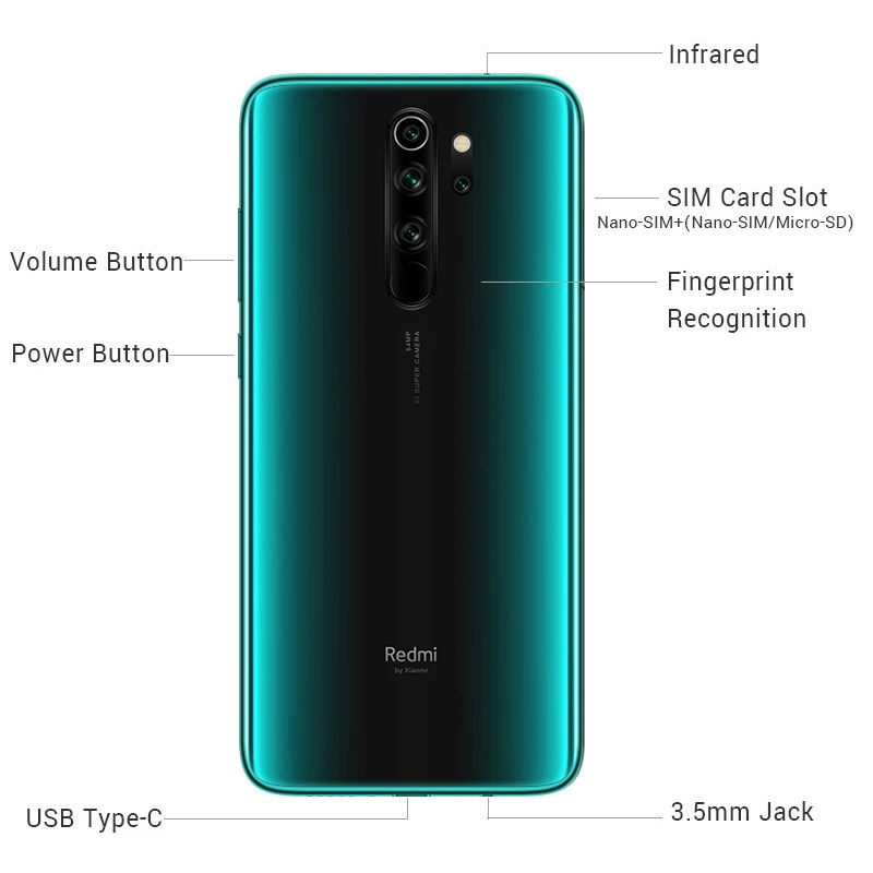 Xiaomi Redmi Note 8 Pro с глобальной прошивкой, 6 ГБ ОЗУ, 64 Гб ПЗУ, 64 мп, четырехъярусная камера 4500 мАч, мобильный телефон MTK Helio G90T NFC с жидкостным охлаждением