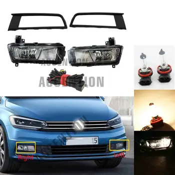 

Front Bumper Halogen Fog Lights Fog Lamp with Fog Grille Wire Light For VW Touran 2015 2016 2017 2018 2019 2020