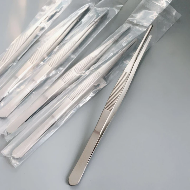 Tweezer Tool 304 Stainless Steel Sandblasting Tweezers Anti-Iodine Long Forceps 12.5-30Cm Straight Head Elbow Medical precision tweezers