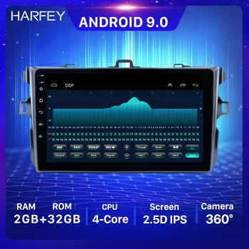

Harfey 9" GPS Multimedia Navigation System Android 9.0 for Toyota Corolla Pure 2006-2012 with 3G WiFi Radio Tuner Bluetooth new