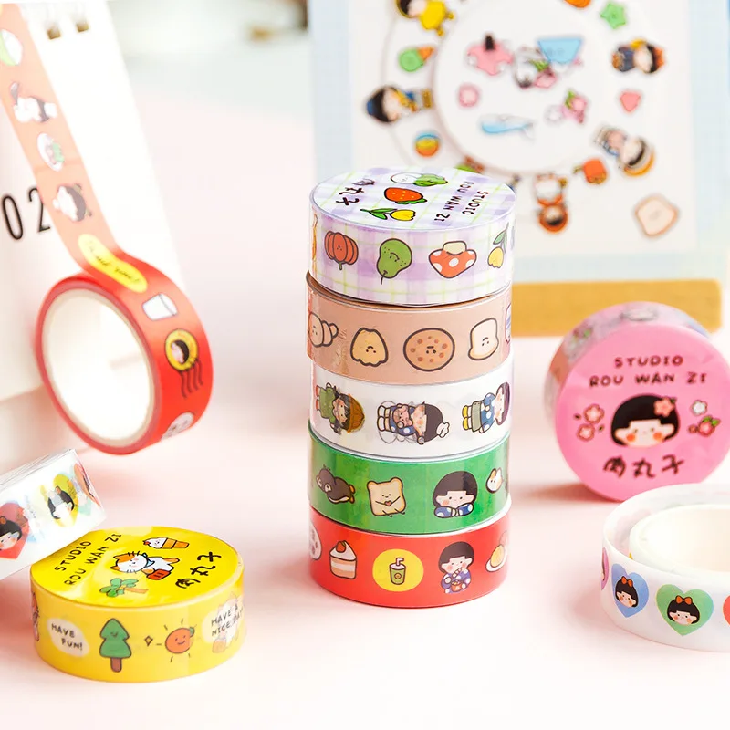 Cute Fruit Food Journal Washi Tape Cartoon Character Adhesive DIY Scrapbooking Sticker Label Japanese Masking | Канцтовары для