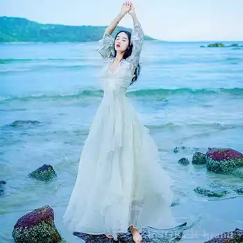 

New Sling Three-dimensional Butterfly Lace Shawl Take Super Fairy Two-piece Seaside Holiday Beach Skirt Long Skirt