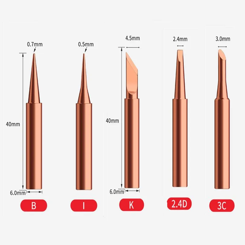 hot air rework station 900M-T Pure Copper Soldering Iron Tip I+B+K+2.4D+3C Inside Hot Bare Lead-free Solder Tips BGA Soldering Tools with 936 Sleeve rework station Welding Equipment