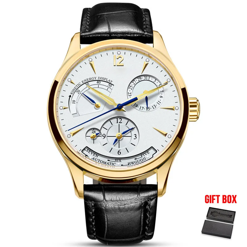 Gold White Карнавальный Топ бренд автоматические механические мужские часы многофункциональные автоматические часы мужские водонепроницаемые наручные часы relogio masculino - Цвет: Gold White