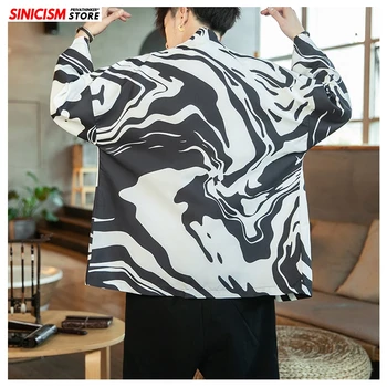 

Sincism Store Print Loose Kimono Summer Men Jackets 2020 Chinese Style Sun Protection Clothing Man Open Stitch Jackets Oversize