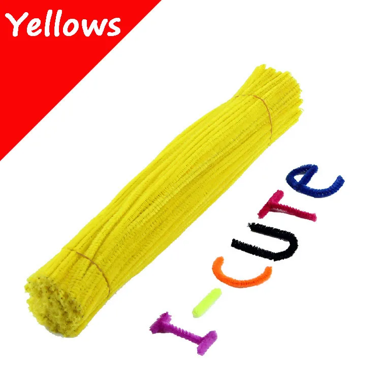 yellow 30/50/100 шт 34 видов цвет стебли синели, очистители труб ручной работы DIY Искусство ремесло Материал для творчества ручной работы для детей - Цвет: yellow