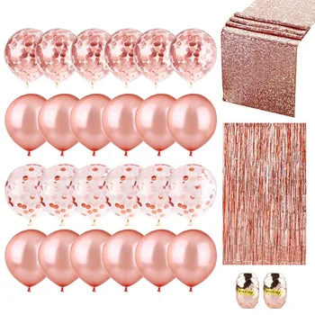 

Home Confetti Balloons Anniversary Party Decorations Kit Wedding Reusable Fringe Curtain Latex DIY Baby Shower Background Wall