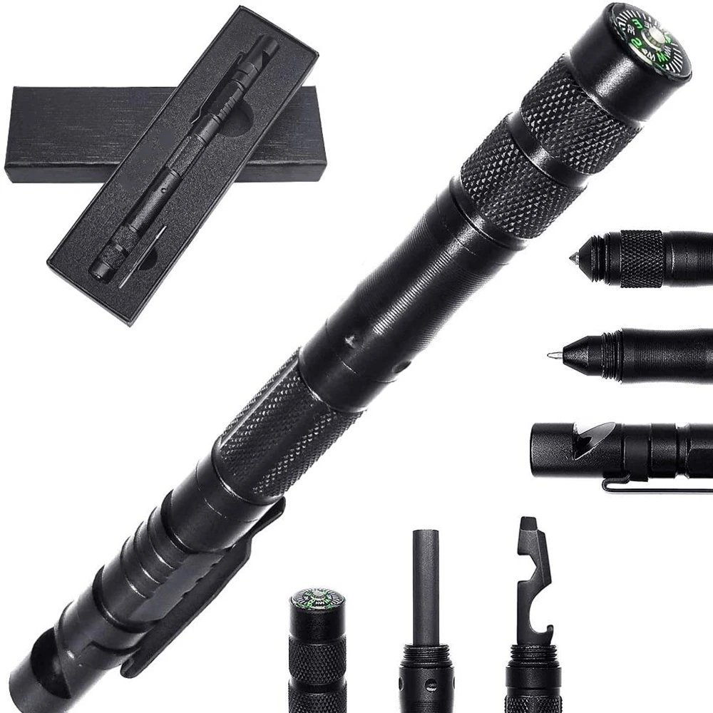

Multi-Function Military Self Defense Weapons Tactical Pen Emergency Window Breaker Escape Survival Waterproof. Compass,whistle