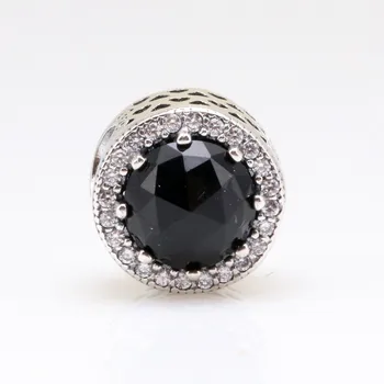 

Original 925 Sterling Silver Bead New Cut Out Sparkle Black Cat's Eye Beads Fit Pandora Women Bracelet & Necklace Diy Jewelry