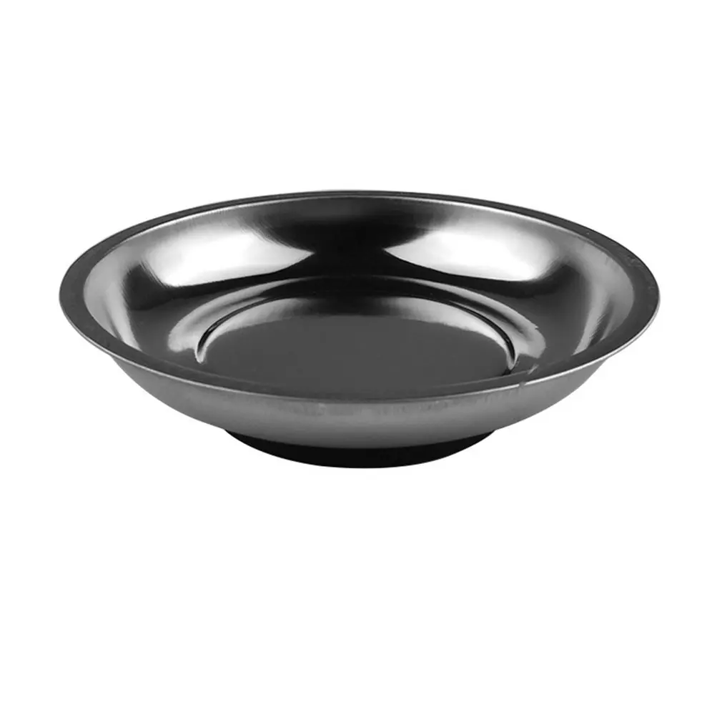 

3" Circle Stainless Steel Magnetic Parts Bowl Tool Tray Nuts Bolts Screws Part Tray Magnetic Parts Plate Silver