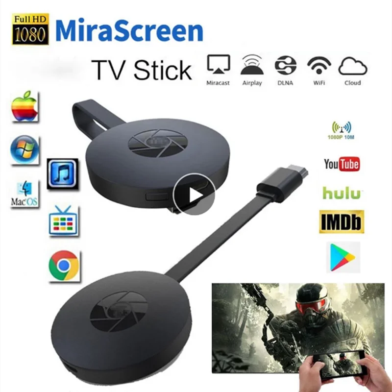 For MiraScreen TV Stick Dongle Crome Cast HDMI-compatible WiFi Display Receiver for Google Chromecast 2 Mini PC Android | Электроника