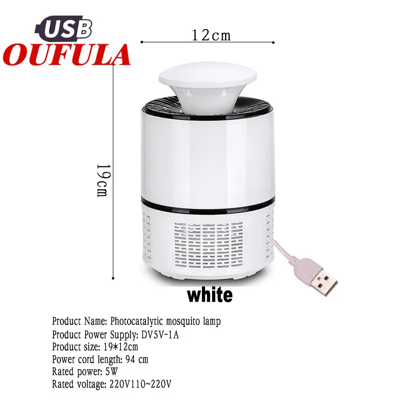 

Mosquito killer Lamp USB LED Light Electric Photocatalysis Mute Home LED Bug Zapper Insects Trap Radiationless White