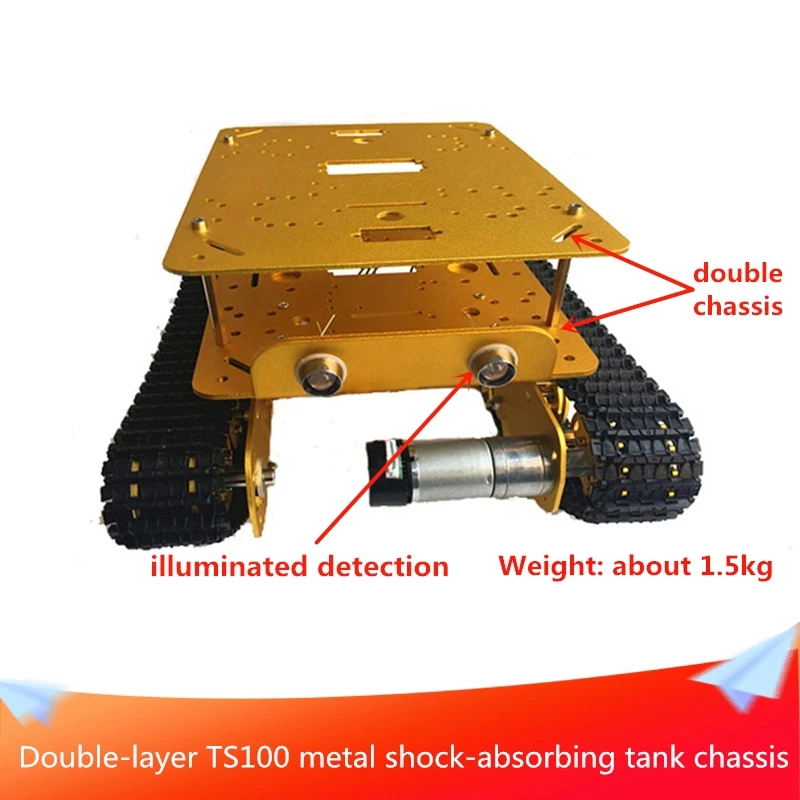 Double-layer TS100 Shock-absorbing Metal RC Robot Tank Chassis Send DC Motor Installation Tools DIY Mobile Handling  Platform