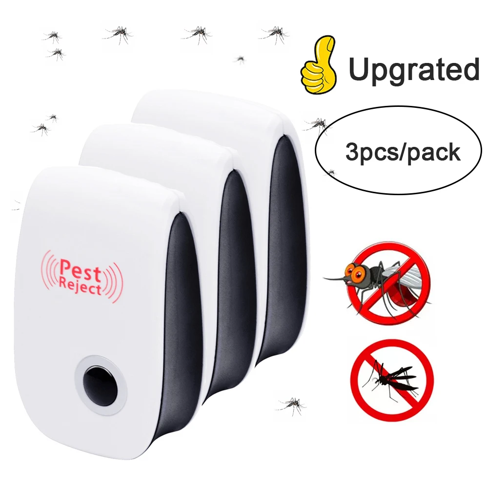3pcs/pack Best Rodent Control Cockroach Mosquito Insect Killer Ultrasonic Pest Repeller EU/US Plug Electronic mosquito repellent | Дом и сад