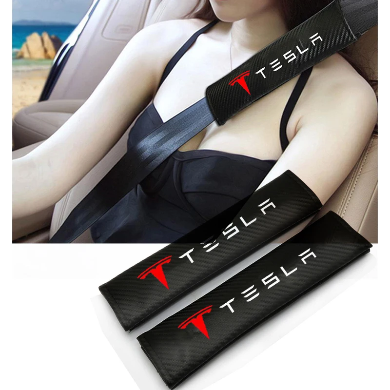 

Car Seat Belt Covers Car Styling Embroidery Seat Belt Cover For Tesla Model 3 model S model X model y Car Accessories
