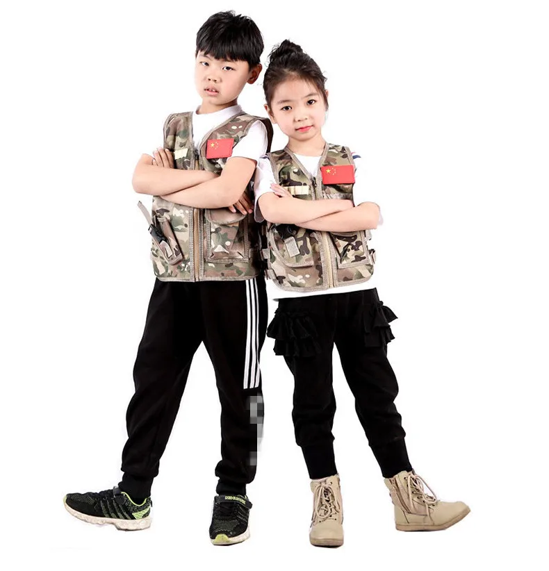 

Outdoor Children SWAT Tactical Vest Military Multi Pockets Utility Combat Training Vest For Boys and Girls