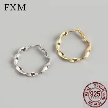 

Twist gold hoop earring 925 silver for women Mobius band hoop earrings fashion 2020