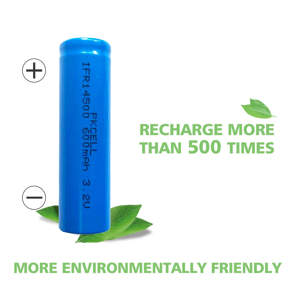 4Pcs/Lot PKCELL IFR14500 14500 600mAh AA 3.2V Lithium iron phosphate power battery rechargeable batteries for Electric Shaver