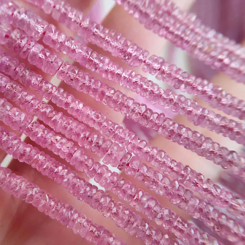 

loose beads pink sapphire roundelle faceted 2.5-4mm baroque for DIY jewelry making 40cm FPPJ wholesale beads nature