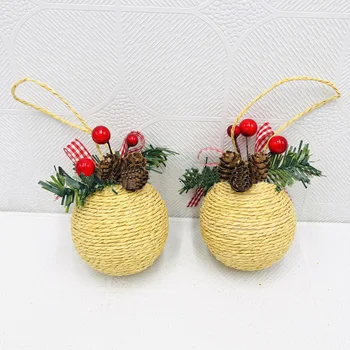 

1PC Christmas Festival Twine Rope Foam Ball For Xmas Tree Pendant Hanging Decoration