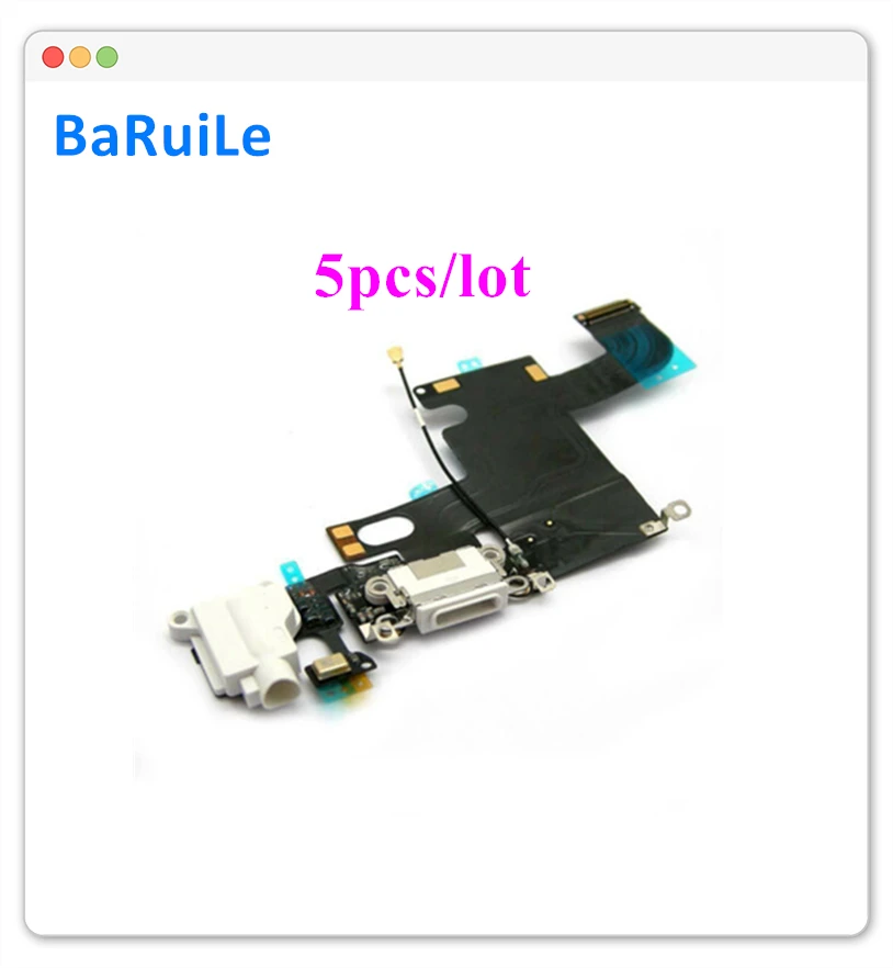 

BaRuiLe 5pcs Charging Port Flex Cable for iPhone 6 6G Plus 4.7'' USB Dock Connector Charger Headphone Audio Jack Repair Parts