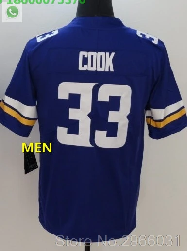 For men Vikings Мужские взрослые Джерси 14 Стефон диггз 19 adam thielen 22 чехол Keenum 7 Harrison 33 Dalvin Cook Smith Adam Minnesota - Цвет: For men