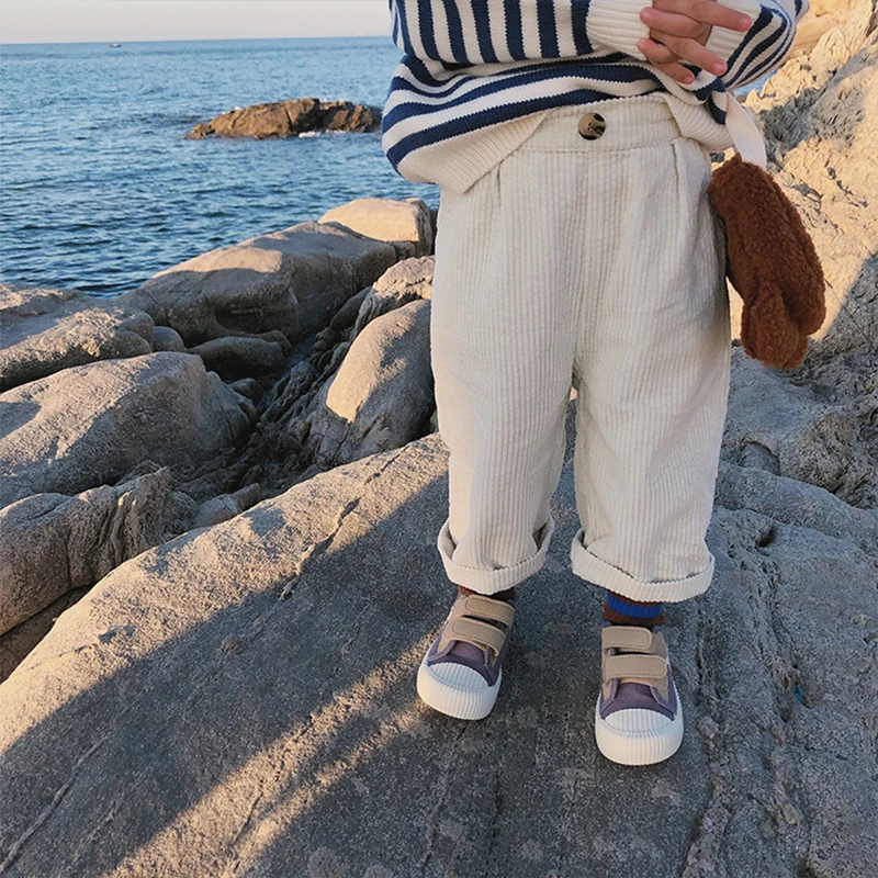 Chifuna/новые свободные Повседневное вельветовые осенние штаны для девочек для маленьких девочек, детская одежда осенняя одежда для