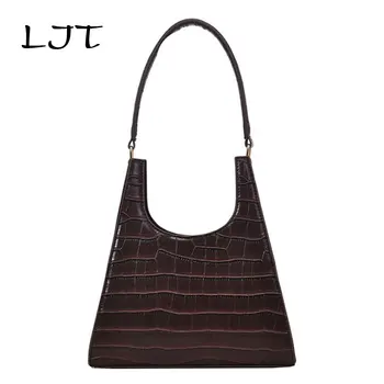 

LJT Retro Women Crocodile Pattern Temperament Shoulder Bag Quality Leather Crossbody Bags For Women Designer Handbags Tote Purse