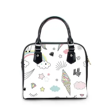 

Cusotm Unicorn Pattern Print Handbag Women Luxury Hand Bag Totes Ladies PU Leather Shoulder Crossbody Bag Feminine