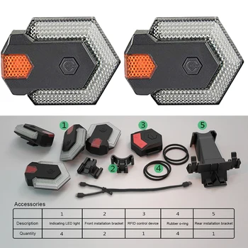 

1set Cycling Safety Warn Light Bicycle Turn Signals Front And Rear Light Cycling Safety Light With Smart Wireless Remote Control