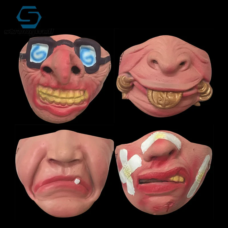 

Strongwell Funny Adult Party Mask Cos Latex Clown Halloween Mask Half Face Horrible Scary Masks Masquerade Party Decor