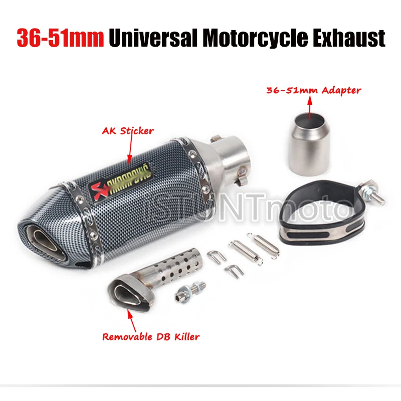 Akrapovic выхлопной универсальный мотоцикл Escape модифицированный 51 мм мотоциклетный крест Глушитель со съемным дБ убийца для Honda MSX125 GTR150 - Цвет: B