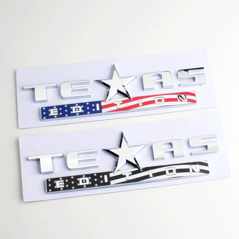 

1PC New TEXAS EDITION Letters US Flag Style Sticker Car 3D Writing Badge Emblem Decal Auto Parts Exterior Decoration