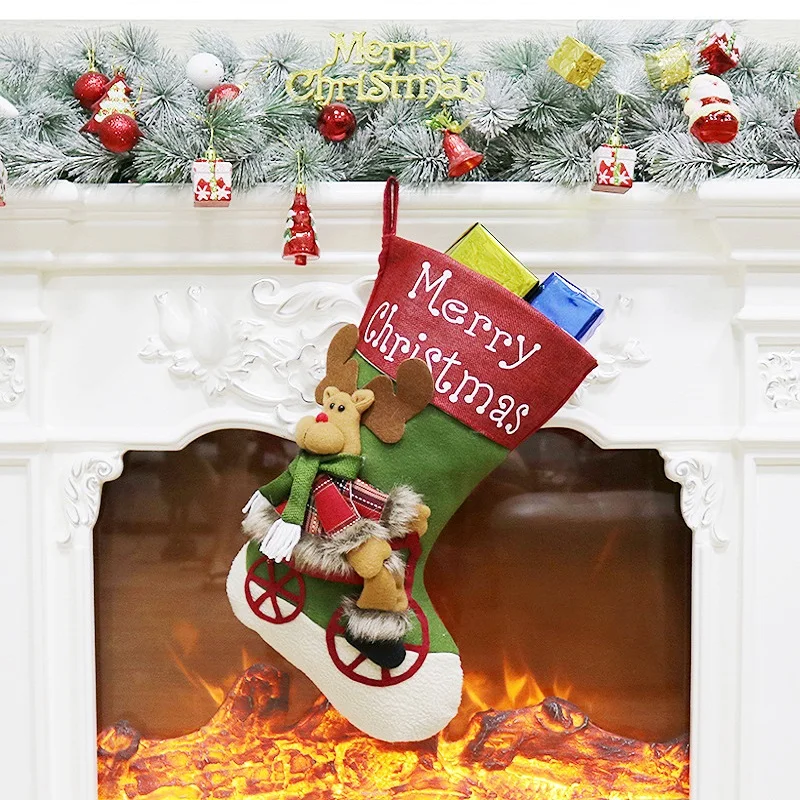 Christmas Deer Christmas Socks Santa Claus Christmas Deer Snowman Candy Stockings Bag Christmas Tree Pendant Christmas Gift Bag Decor Supplies - Цвет: Christmas Deer