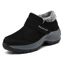 Замшевые женские кроссовки на платформе; черные зимние теплые плюшевые кроссовки; женская обувь на плоской подошве; Basket Femme; нескользящая обувь размера плюс