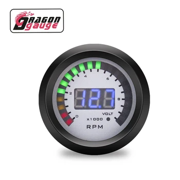 

「DRAGON」Factory sales 2Inch or 52mm Automobile Tachometer 0~9999RPM Speed / voltage function two in one 12 volt car universal
